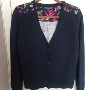 New ModCloth Navy Cardigan with Tiger Novelty Print XL